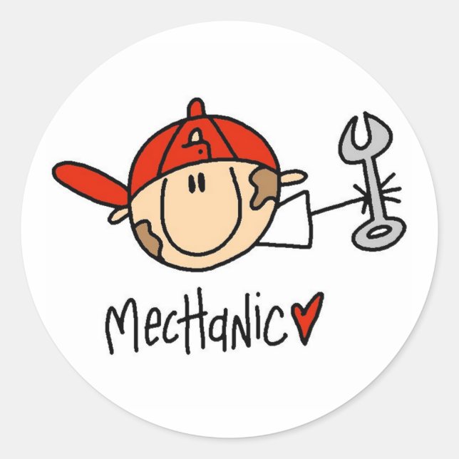 Pegatina Redonda Mecánico (Anverso)