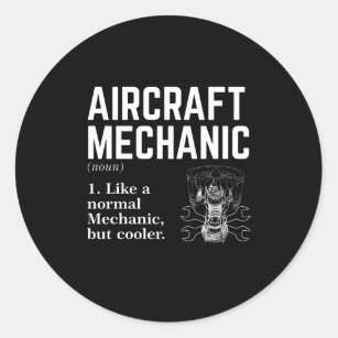 Pegatina Redonda Mecánico de aeronaves