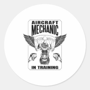 Pegatina Redonda Mecánico de aeronaves en formación