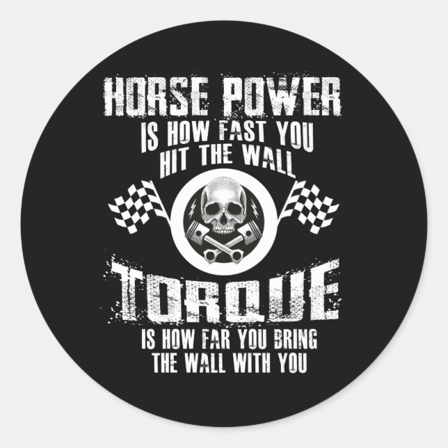 Pegatina Redonda Mecánico Diesel ¿Qué tan lejos traes el muro? (Anverso)