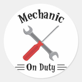 Pegatina Redonda Mecánico En El Deber