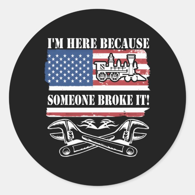 Pegatina Redonda Mecánico Ferroviario Para (Anverso)