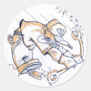 Pegatina Redonda Mecánico salvaje Wrencher