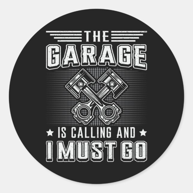 Pegatina Redonda Mechanic Car Mechanage Car Funny Gift Idea (Anverso)