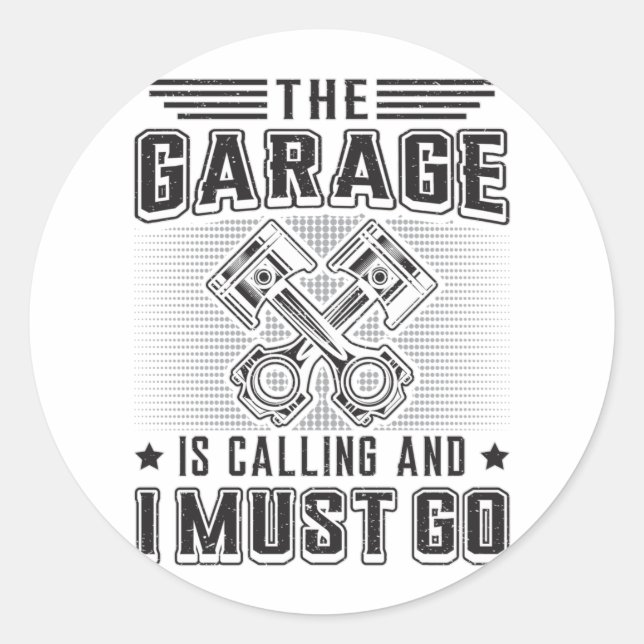 Pegatina Redonda Mechanic Car Mechanic Garage Reparación Difícil (Anverso)