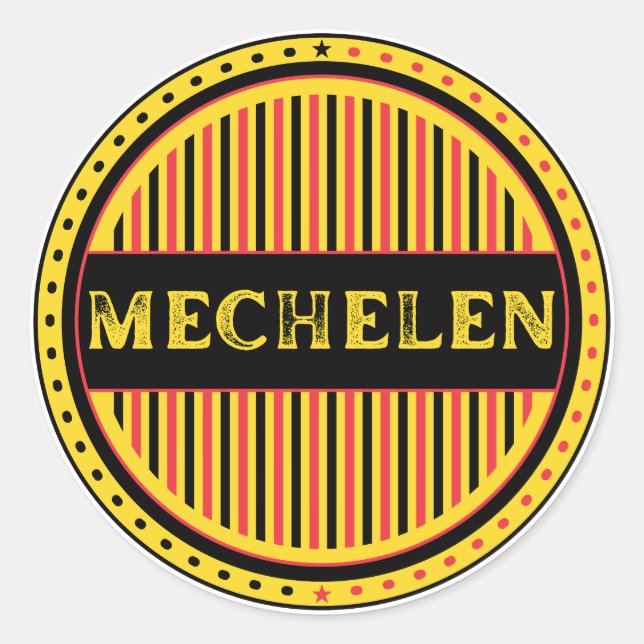 Pegatina Redonda Mechelen City Pride Emblem – Belgian Identity (Anverso)