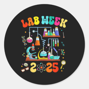 Pegatina Redonda Med Lab Tech Lab Week 2025 Máquina De Misterio De 