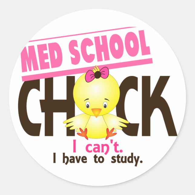 Pegatina Redonda Med School Chick 1 (Anverso)