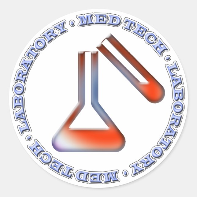 PEGATINA REDONDA MED TECH - LABORATORIO - FLASK-TUBE (Anverso)