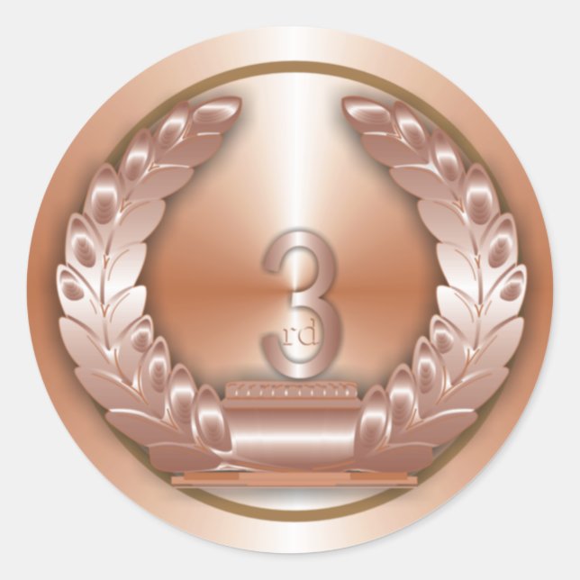 Pegatina Redonda Medalla de bronce (Anverso)