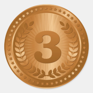 Pegatina Redonda Medalla de bronce tercera ganadora