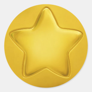 Pegatina Redonda Medalla de estrella de gelatina amarilla linda 3D