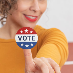 Pegatina Redonda Medalla de Estrella de Voto Patriótico
