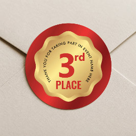 Pegatina Redonda Medalla de Evento de 3er Lugar Competencia Sticker