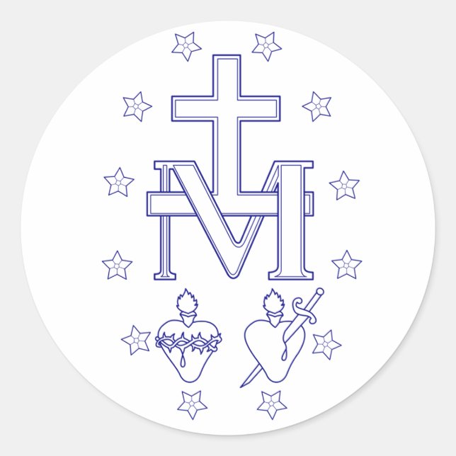 Pegatina Redonda Medalla de Nuestra Señora de las Gracias (Anverso)