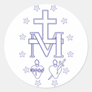 Pegatina Redonda Medalla de Nuestra Señora de las Gracias Arte Mila