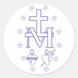 Pegatina Redonda Medalla de Nuestra Señora de las Gracias Arte Mila
