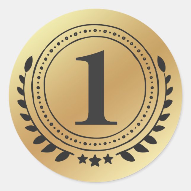 Pegatina Redonda Medalla de oro de honor de primer lugar con gradie (Anverso)