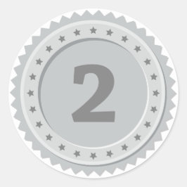 Pegatina Redonda Medalla de plata 2.º puesto