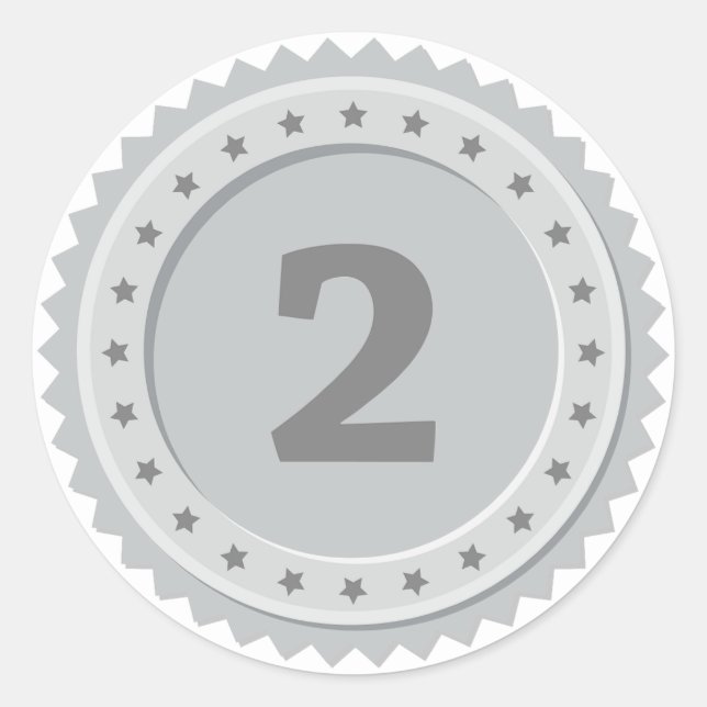 Pegatina Redonda Medalla de plata 2.º puesto (Anverso)