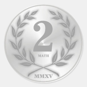 Pegatina Redonda Medalla de plata de estudiante