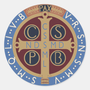 Pegatina Redonda Medalla de San Benito