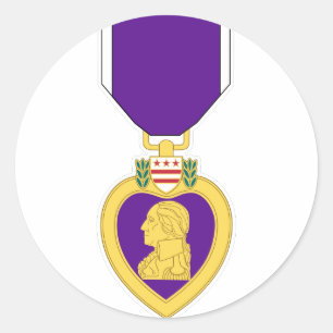 Pegatina Redonda Medalla del Corazón Púrpura