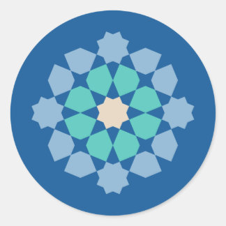 Pegatina Redonda Medallón de Tranquilidad Turquesa