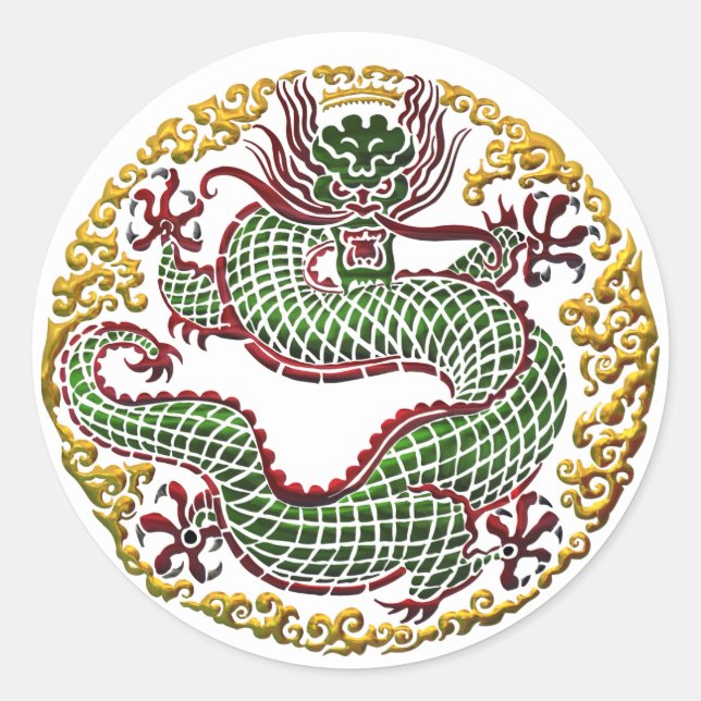 Pegatina Redonda Medallón Dragon (Anverso)