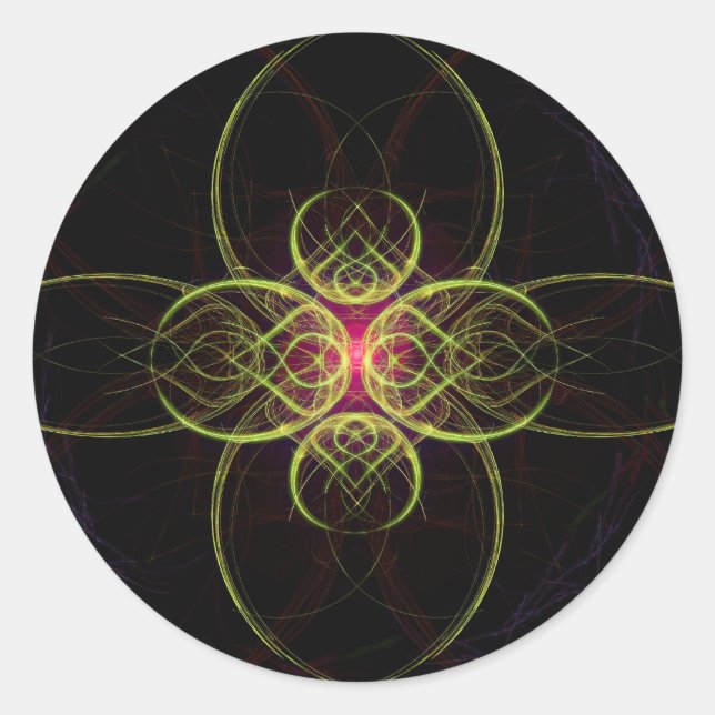 Pegatina Redonda Medallón Rojo De Alexandra Cook aka Linandara (Anverso)