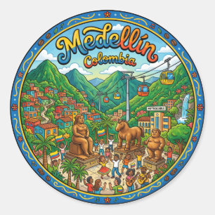 Pegatina Redonda Medellín Colombia
