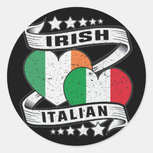 Pegatina Redonda Media irlandesa mitad italiano
