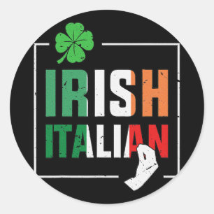 Pegatina Redonda Media irlandesa mitad italiano