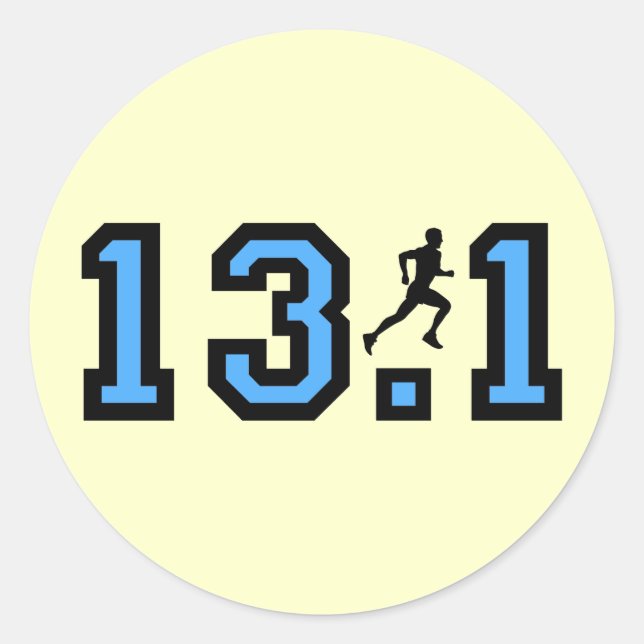 Pegatina Redonda Media maratón para hombres (Anverso)