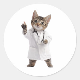 Pegatina Redonda Médica Cat