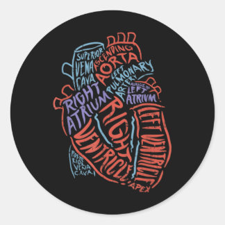 Pegatina Redonda Médica de Anatomía Especializada en el Corazón Bio