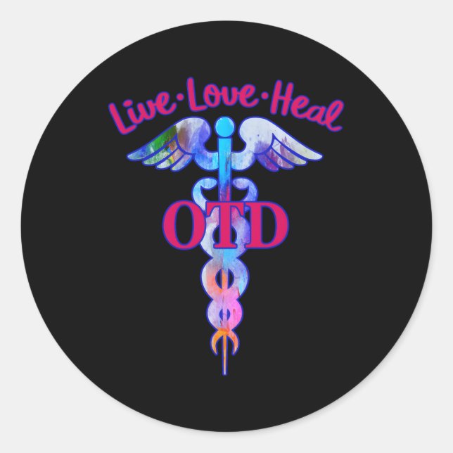 Pegatina Redonda Médica De La Terapia Ocupacional Otd (Anverso)