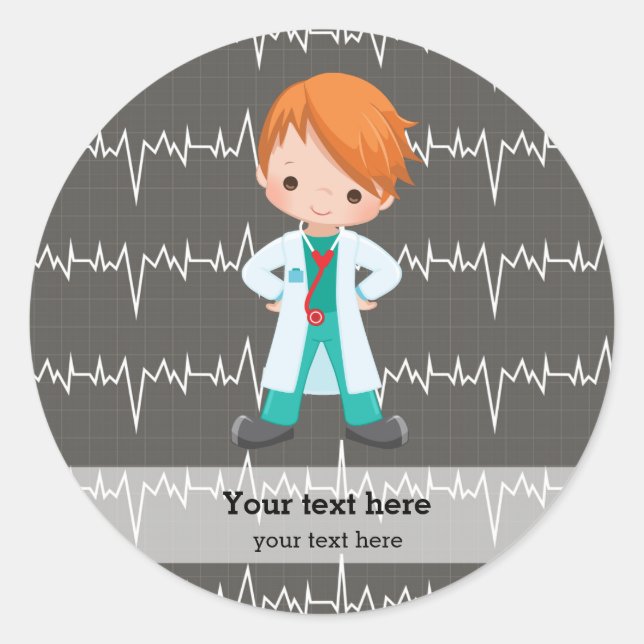 Pegatina Redonda Médica de niños (Anverso)
