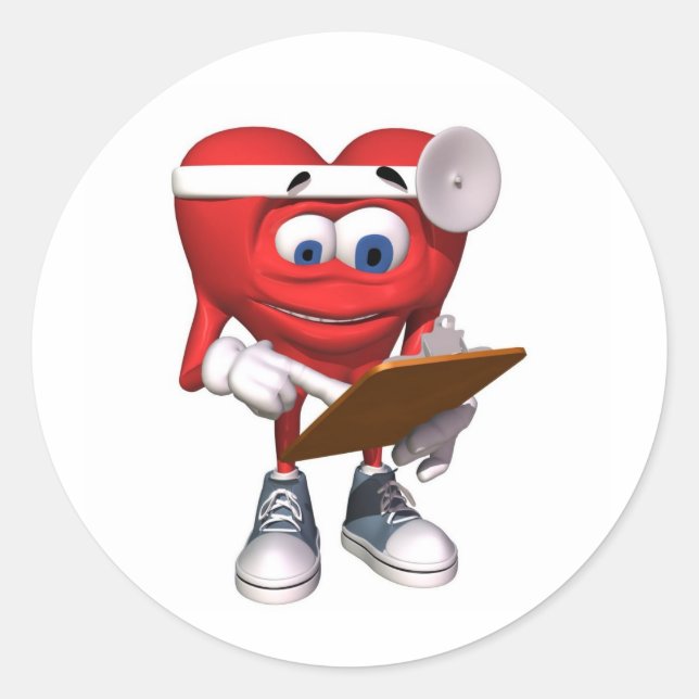 Pegatina Redonda Médica del corazón médico (Anverso)