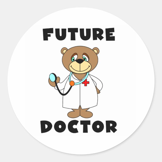 Pegatina Redonda Médica del futuro del oso (Anverso)