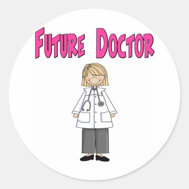 Pegatina Redonda Médica futuro (Chica) (Anverso)