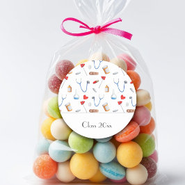 Pegatina Redonda Médica médico o clase de graduación de enfermería