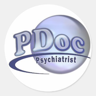 Pegatina Redonda MÉDICA PDoc DE LOGO PSIQUIATRISTA PSIQUIATRISTA