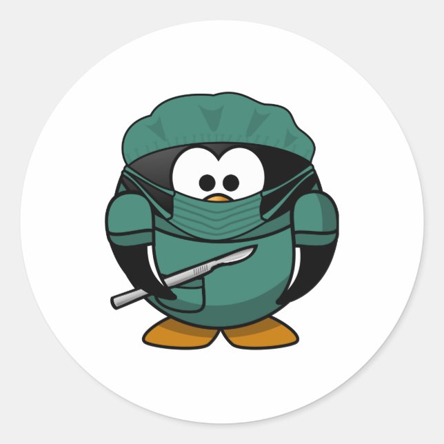 Pegatina Redonda Médica Penguin (Anverso)