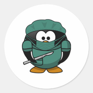Pegatina Redonda Médica Penguin