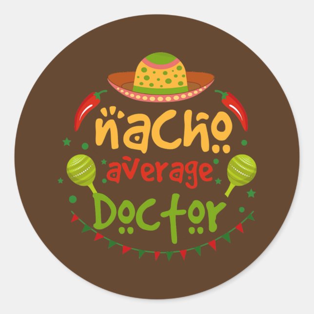 Pegatina Redonda Médica promedio de Nacho Cinco De Mayo Fiesta (Anverso)
