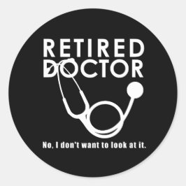 Pegatina Redonda Médica retirado con Stethoscope y una cita gracios