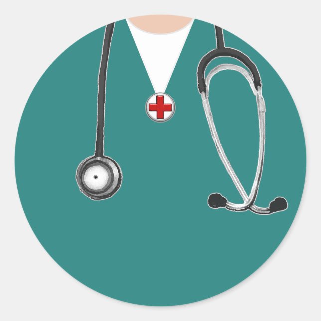 Pegatina Redonda Médica Scrubs (Anverso)