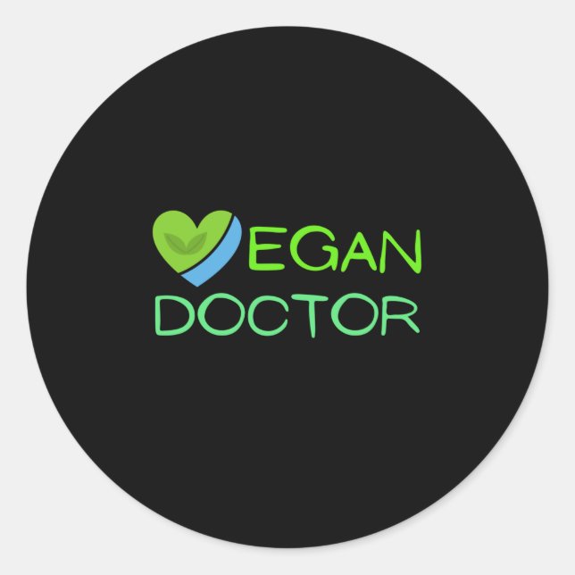 Pegatina Redonda médica vegano (Anverso)