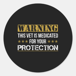 Pegatina Redonda Medicada Para Su Veterano De Protección Camisetas 